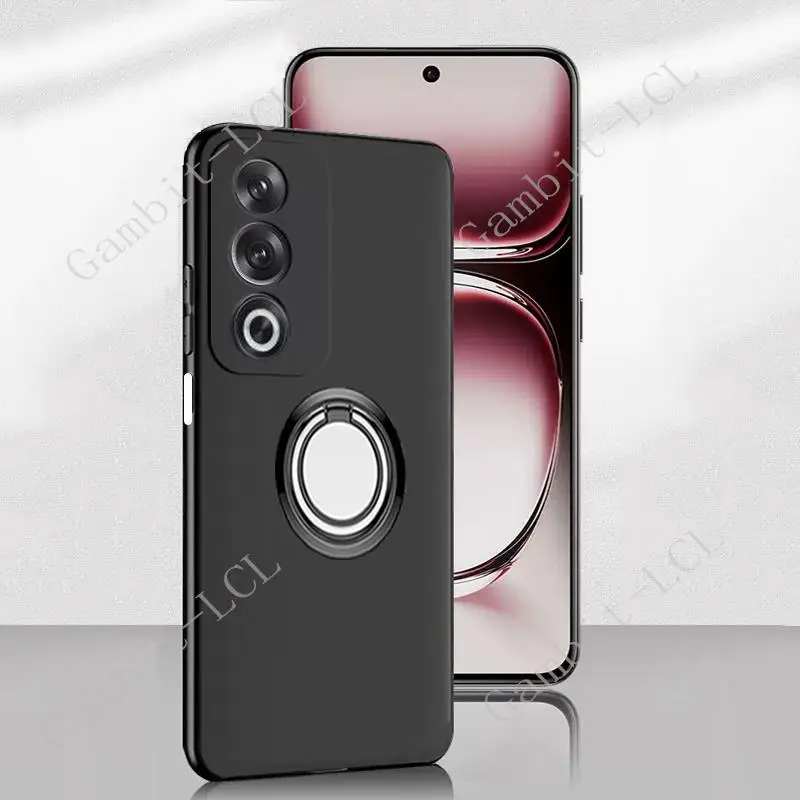 Premium Shockproof Soft Silicone TPU Phone Case with Back Ring Holder Bracket