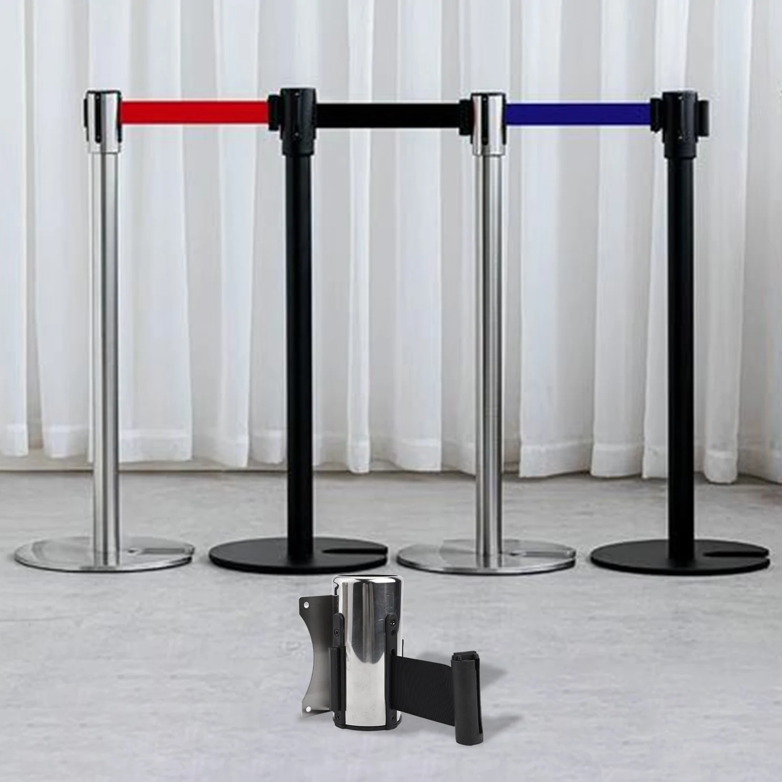 Retractable Barrier Strip Stainless Steel Housing Wall Mount Retractable Strip For Banks For Parks For Schools Queue Barrier