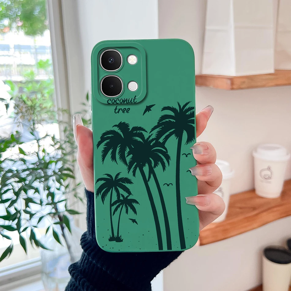 Coconut Tree Soft Smooth Liquid Silicone Phone Case - Full Protection Back Cover