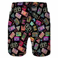 Cartoon Music Colorful Graffiti Beach Shorts Men 3d Print Swim Trunks Summer Surf Board Shorts 80s 90s Street Short Pants 2