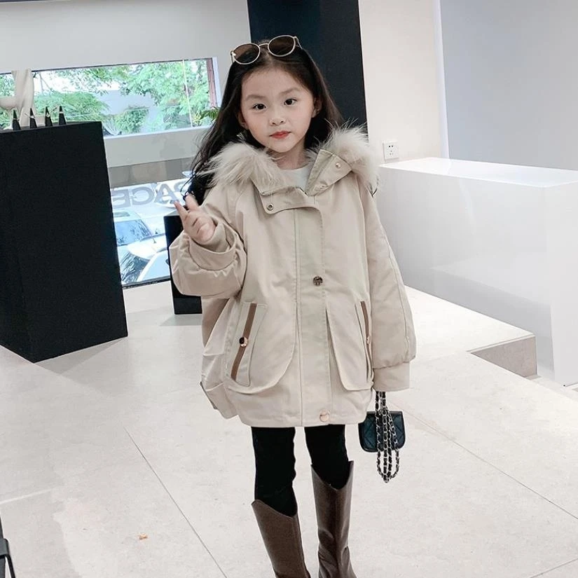 

Winter New Children's Down Jacket Real Fur Collar Thicker Warm Parkas Boys Girls Overcoat A3015