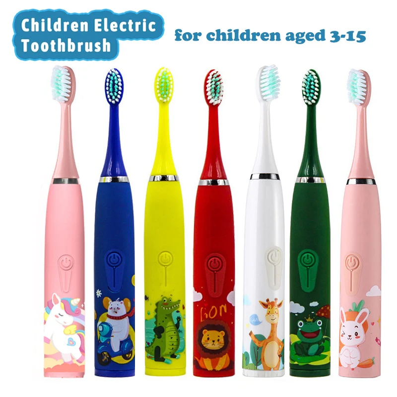 Escova de Dentes Elétrica Ultrassônica para Crianças Escova de Dentes Sônica para Crianças Desenhos Animados