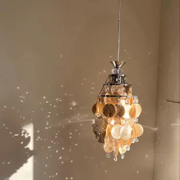 French Shell Small Pendant Lamp, Luxurious Living Room Shell Wind Chime Pendant Lamp, Bedside Balcony Study Bedroom Hallway Lamp 1