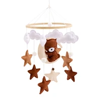 Wooden Soft Brown Bear Bed Bell Toy For Newborns Aged 0-12 Months Baby Room Mobile Hanging Decoration Accessories Baby Toy Gift 1