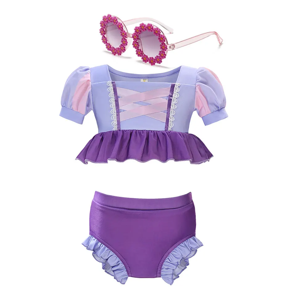 thumbnail image 1 of Bañador de dos piezas para niñas de 2 a 10 años, traje de baño de estilo princesa Disney, Bikini de verano, 2024, 1 of 5
