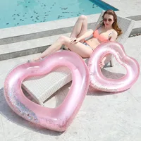 90 INS Hot Inflatable Sweet Heart Swimming Rings laps Giant Pool party Lifebuoy Float Mattress Swimming Circle Pink Red 2