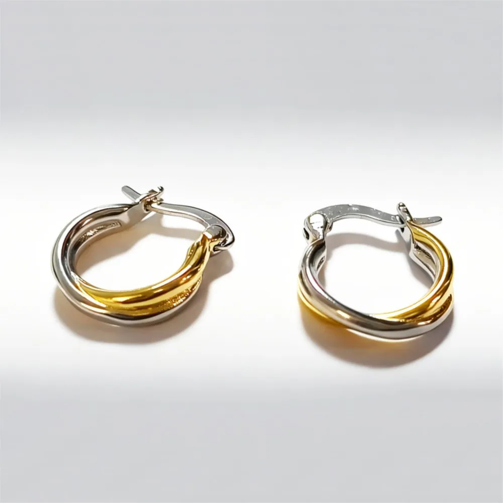 Geometric Metal Twisted Cross Hoop Earrings for Women Niche Design Personalized Two Tone Earrings Jewelry Accessories