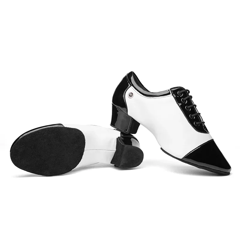 Brand New Modern Men's Ballroom Tango Latin Dance Shoe Man Split Indoor Soft Sole Black White Square Dancing Children Boys Shoes 5