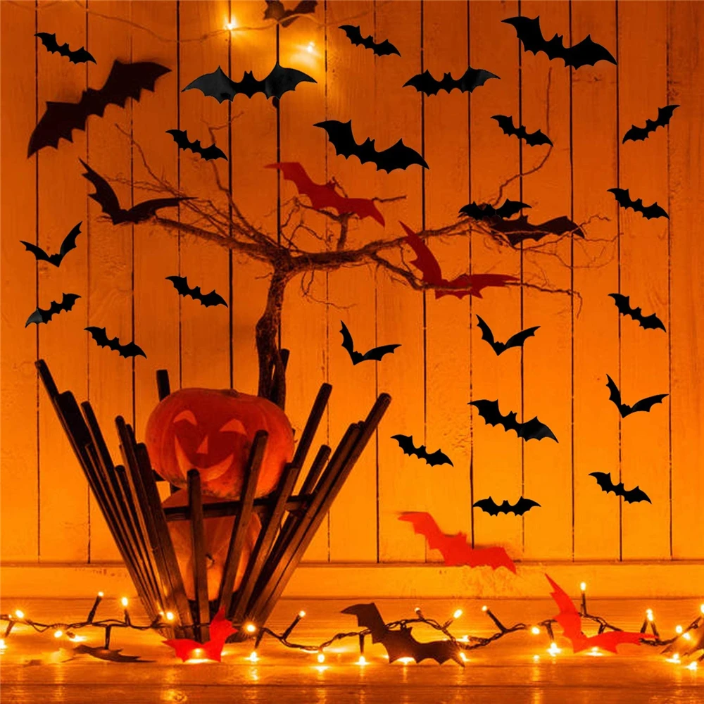 16 pz/set decorazione di Halloween 3D Black Bat Halloween Party decorazioni fai da te Bar Room Halloween Party spaventoso Decor puntelli Wall Sticker