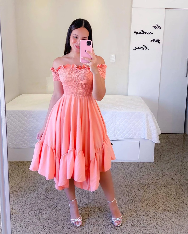 

STYLISH LADY One Shoulder Ruffle Dress 2023 Summer Women Sleeveless Slash Neck Big Swing Elegant OL Midi Vestidos Femininos