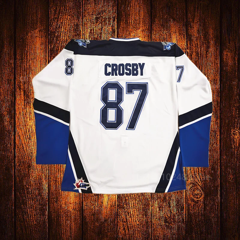 Vintage Rimouski Oceanic 87 Sidney Crosby Embroidery Stitched Hockey Jersey Youth Kids Adult Any Size And name（white）