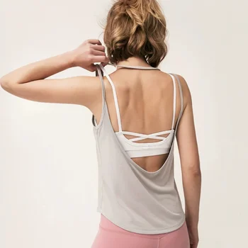 Camicie sportive Top da allenamento traspiranti Abbigliamento sportivo da fitness Abbigliamento da yoga senza schienale femminile Top corto sportivo Top da palestra per donna