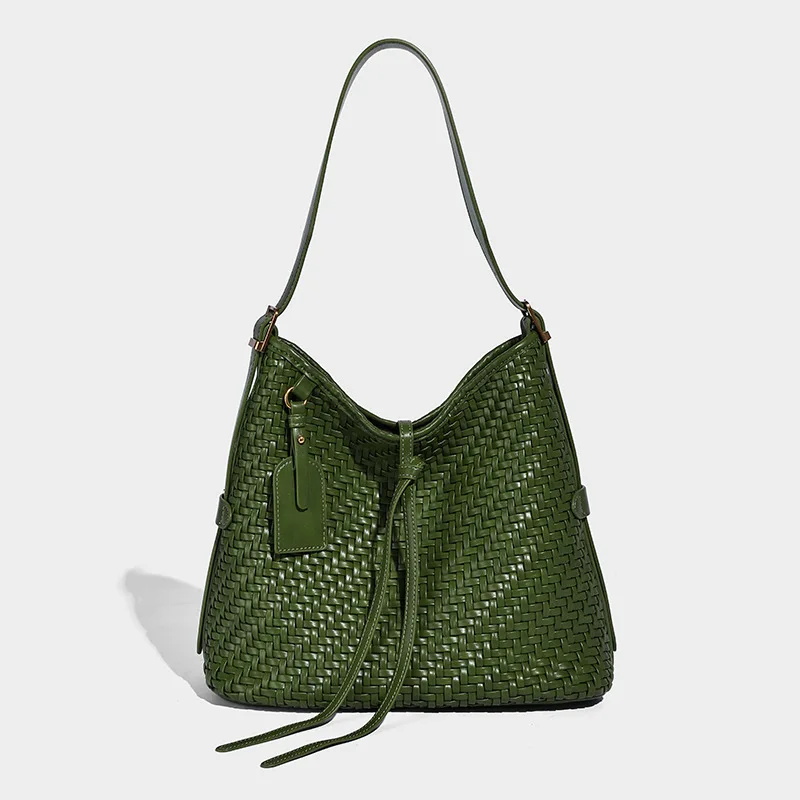 Handmade Weave Bucket Bags For Women Luxury Designer Handbags And Purses 2025 New In Vintage Casual Vacation Shoulder Crossbody