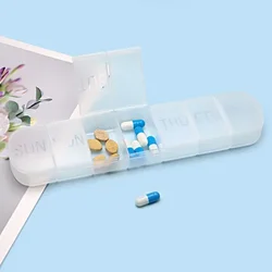 Compact 7-Grid Weekly Pill Organizer and Storage Container (Transparent)