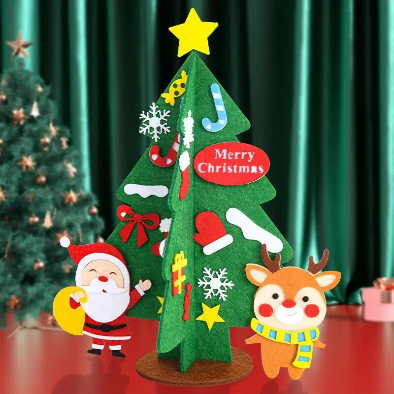 Christmas DIY Handmade Craft Kit Christmas Tree Decoration Creative 3D Sticker Adhesive Paste Toys for Kindergarten Gift