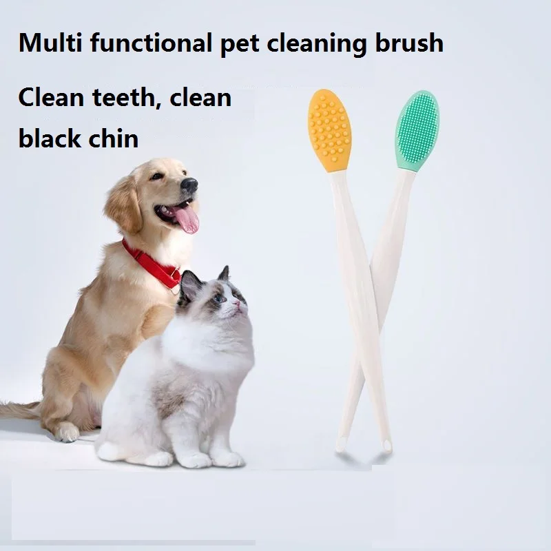 Pet Multifunction Silicone Brush Dog Cat Brush Teeth Black Chin Tear