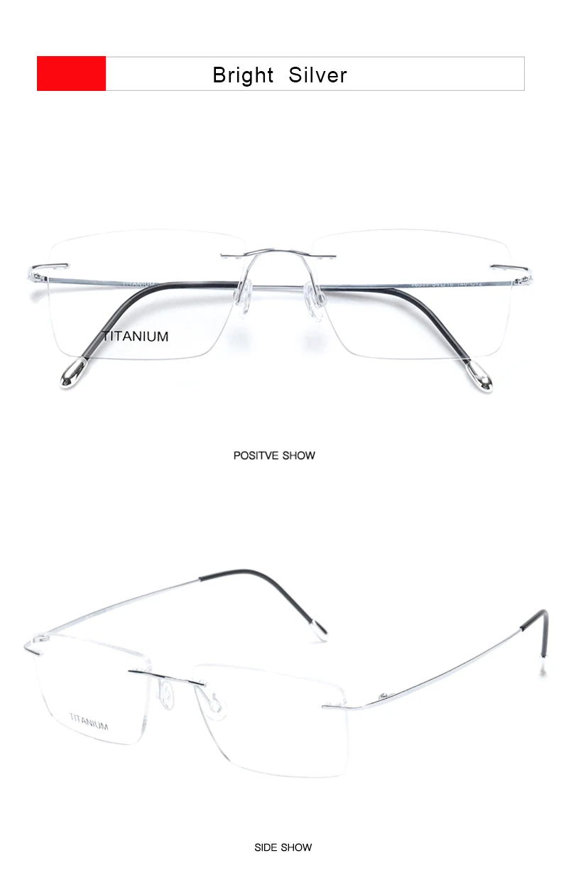 Krasivyy Unisex Rimless Square Titanium Eyeglasses 71611 Image 12
