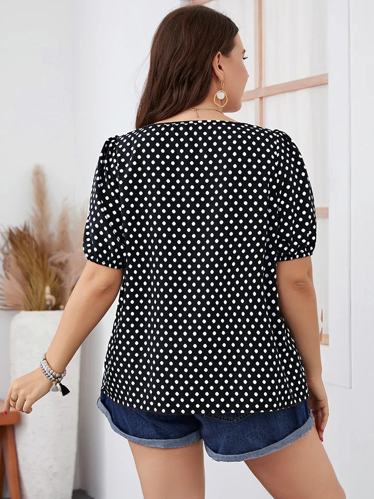 TIANZHU Plus size tops voor vrouwen wrap babypop shirt zachte tuniek top geklede V-hals blouse, XL-4XL, B01-Zwart, 4XL