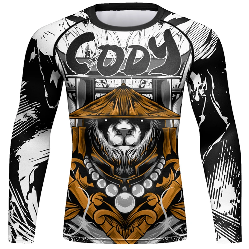 MMA T-shirt de compressão para homens, MMA Rashguard, quimono, Jiu Jitsu, 3D Print, Bjj, Muay Thai, Boxeo luta Tees, Novo