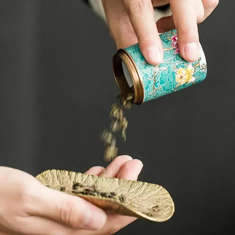 Exquisite Pastel Ceramics Tea Caddy Candy Cookies Storage Tank Containers Portable Travel tea Box Sealed Jar spice organizer