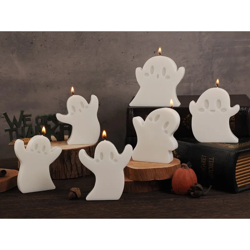 6PCS/Set Cute Cartoon Ghost Scented Candle Silicone Mold Handmade Diffuer Mold Creative Halloween Gift Home Decors