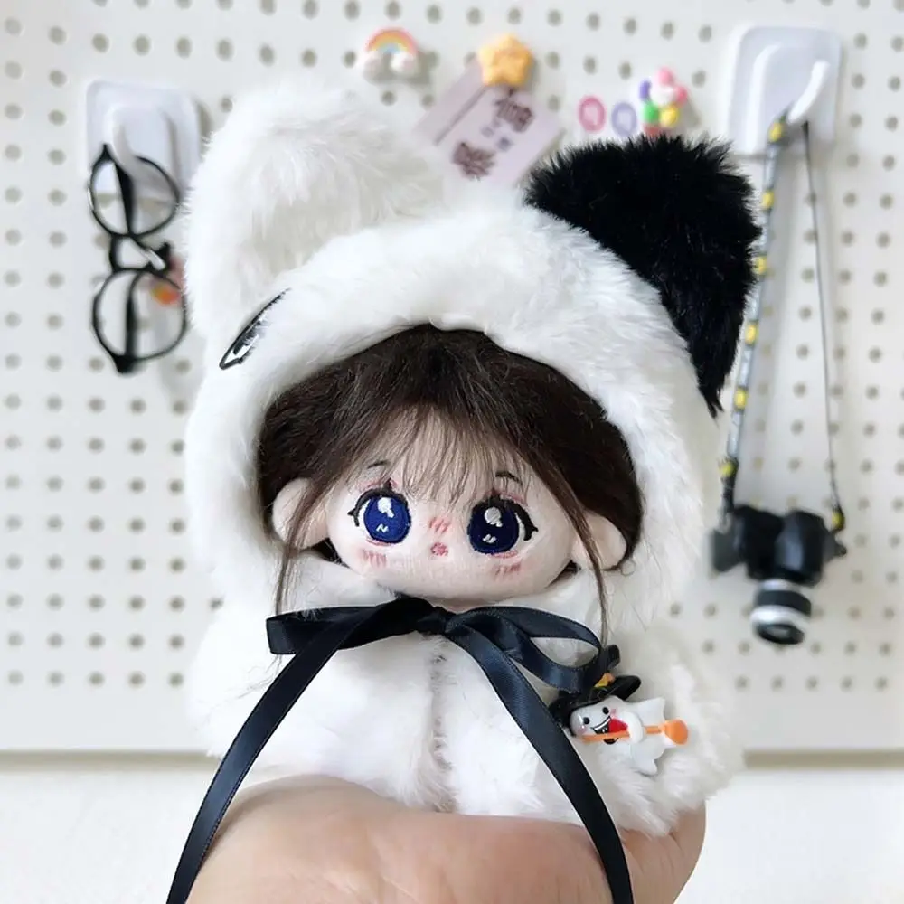 10cm Doll Clothes Cloak Black White Cotton Doll Clothes Plush Small Hallowmas Cloak Birthday Gift Outfit Dress Up Hat Cloak