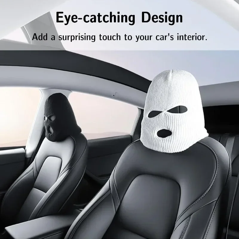 Universal Car Seat Headrest Cover Fun Car Headrest Cover 3 Holes Full Set Halloween Christmas Seat Decorations