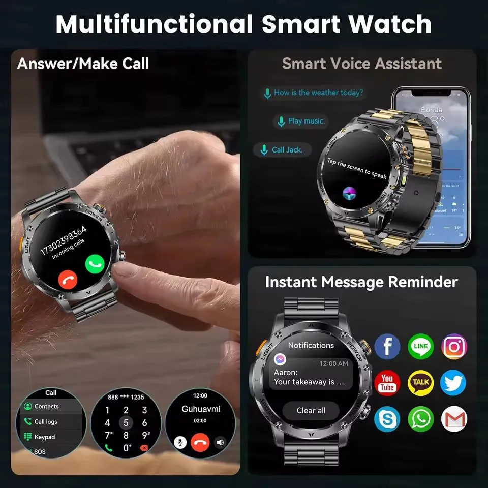 T-Rex 3 Military Grade 1000mAh Battery Smart Watch IP68 Waterproof GPS Bluetooth call AMOLED HD Men Sports 2025 New Smartwatch view 2