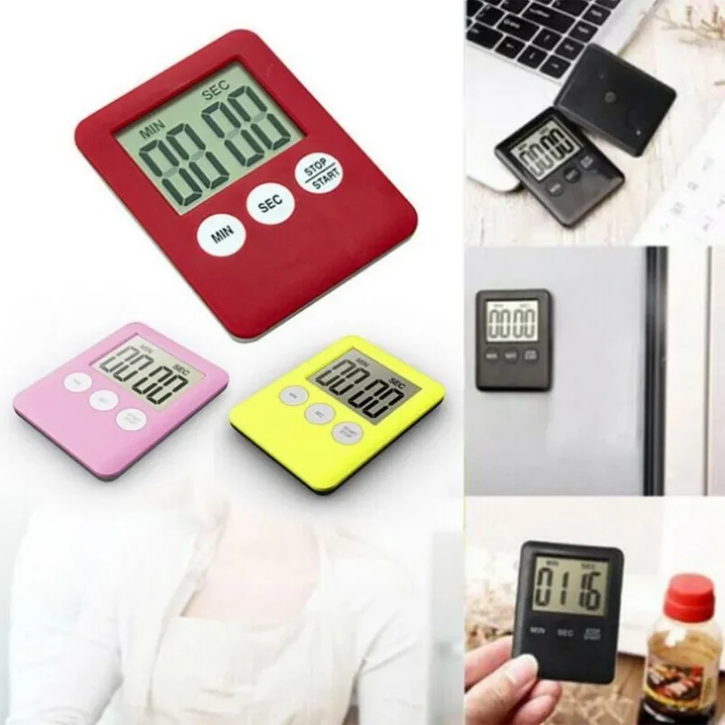 LCD 디지털 스크린 시계 주방 카운트다운 타이머, 기계식 디지털 주방 타이머, 마그네틱