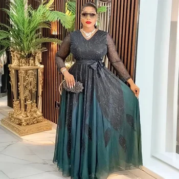 2025 Abiti da festa africani taglie forti per le donne Nuova moda Dashiki Ankara Abito da sera da sposa Abiti eleganti Abito maxi musulmano 1