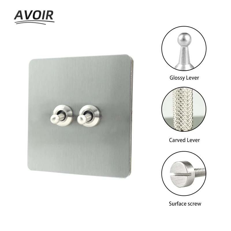 Avoir Nickel Brushed Panel Carved Toggle Switch Light Switch Electrical Outlets Sockets Switches