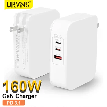 URVNS GaN 고속 충전기, 노트북 태블릿, 아이폰 타입 C 충전기, 지지대 PD 3.1 QC3.0 PPS, USB 휴대폰 충전기 포함, 160W