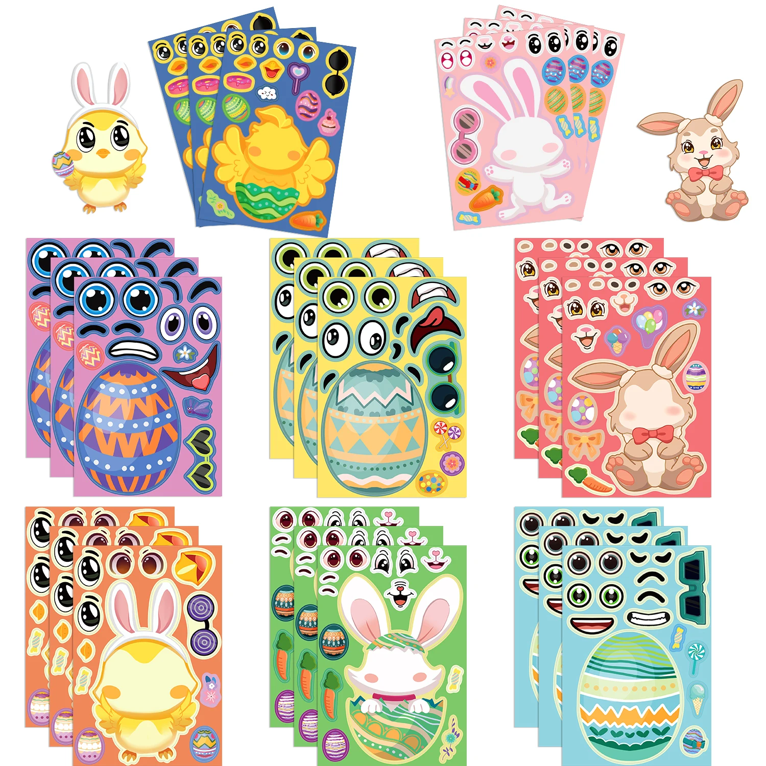 Easter Stickers 8/16/24Sheets Egg Decorating Bunny Stickers Easter Activities Party Favors Games Crafts Gifts Bags colorful stickers decorative stickers paper stickers