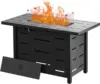 Walsunny 43 inch Outdoor Propane Fire Pit 50,000 BTU Gas Fire Pit Table with Lid, Glass Wind Guard, Waterproof Cover 1