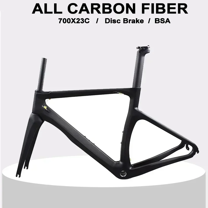 

Airwolf T1100 Carbon Road Frame 130*9mm Carbon Bike Frame Road V Brake Frame 700*23C Cylinder Shaft with Carbon Fork