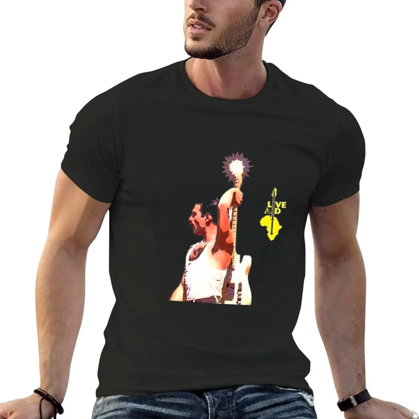Live Aid Maglietta Per Chitarra Freddy Customs Progetta I Tuoi Vestiti Estetici Neri Vestiti Estetici Magliette Semplici Da Uomo