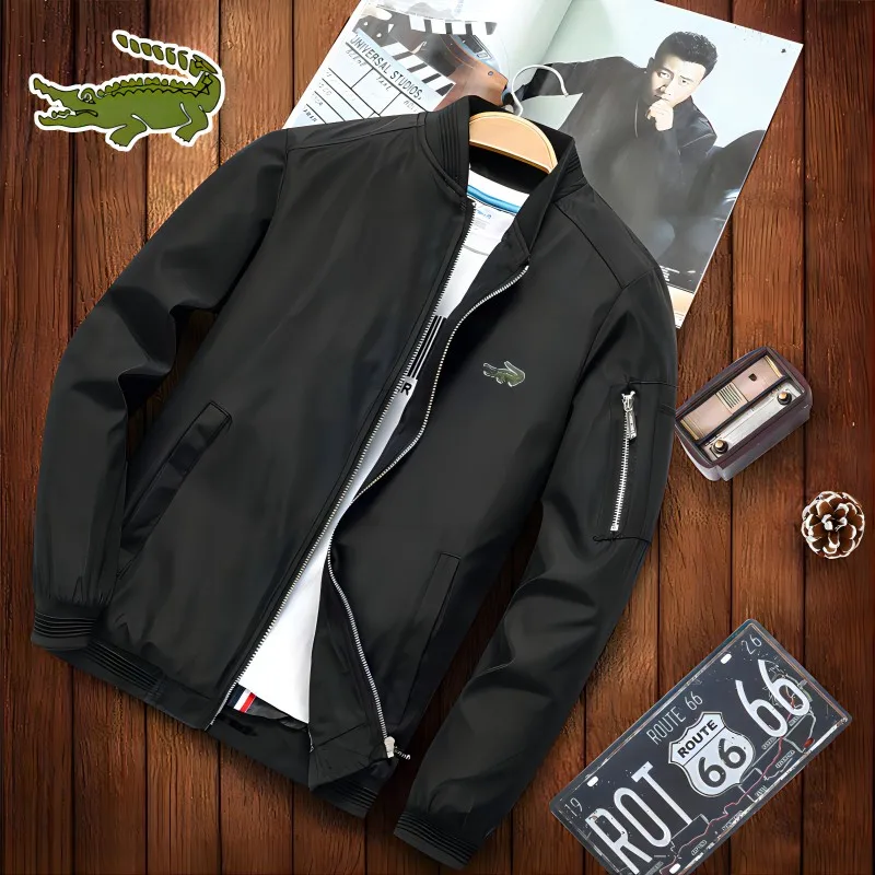 

CARTELO Brand Men's Business Fashion Jacket Mock Neck Embroidery Casual Zipper Jacket Outdoor Sports Jacket Windbreaker