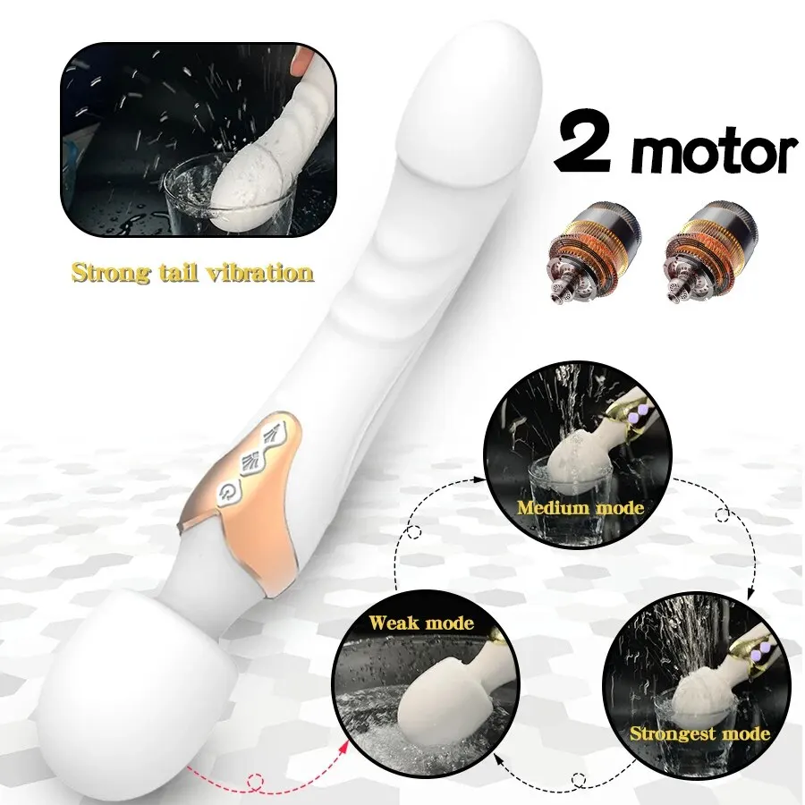 LICKLIP Double Head Powerful Clit Vibrators for Women AV Magic Wand Massager Dildo G Spot Orgasm Clitoris Stimulator Masturbator clitoris vibrator,clit sucking vibrator,female sex toys,vibrator sex toy
