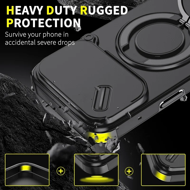 iPhone 17 Armor Shockproof Case with Ring Stand 2