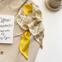 Yellow pastel color multifunctional decoration small silk scarf, women's French hair collar scarf bag accessories - Image 4