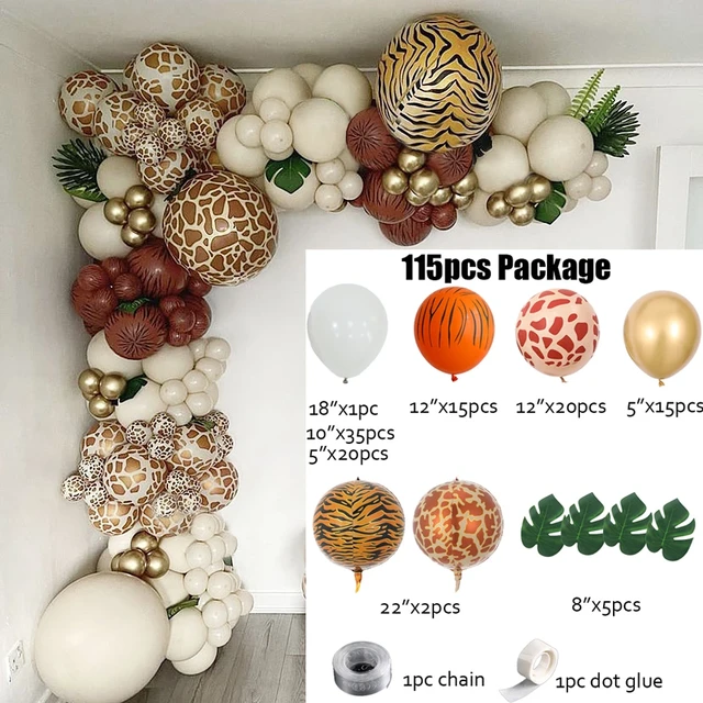 Balloons Garland 115pcs Jungle Safari Theme Party Decorations