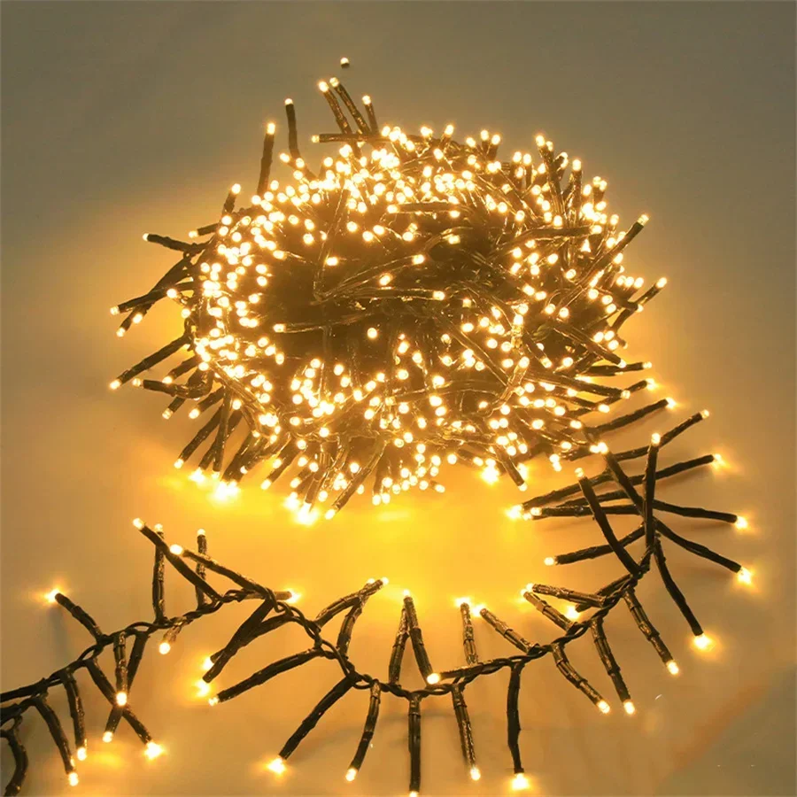 1000/2000LED Cluster Fairy Lights Outdoor Plug in Firecracker Lights Christmas Twinkle String Light for Wedding Party Tree Decor