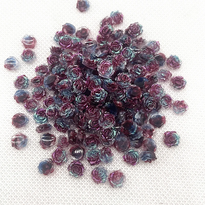 30pcs High Quality Glitter Resin Rose Flowers for Jewelry and DIY Nail Art