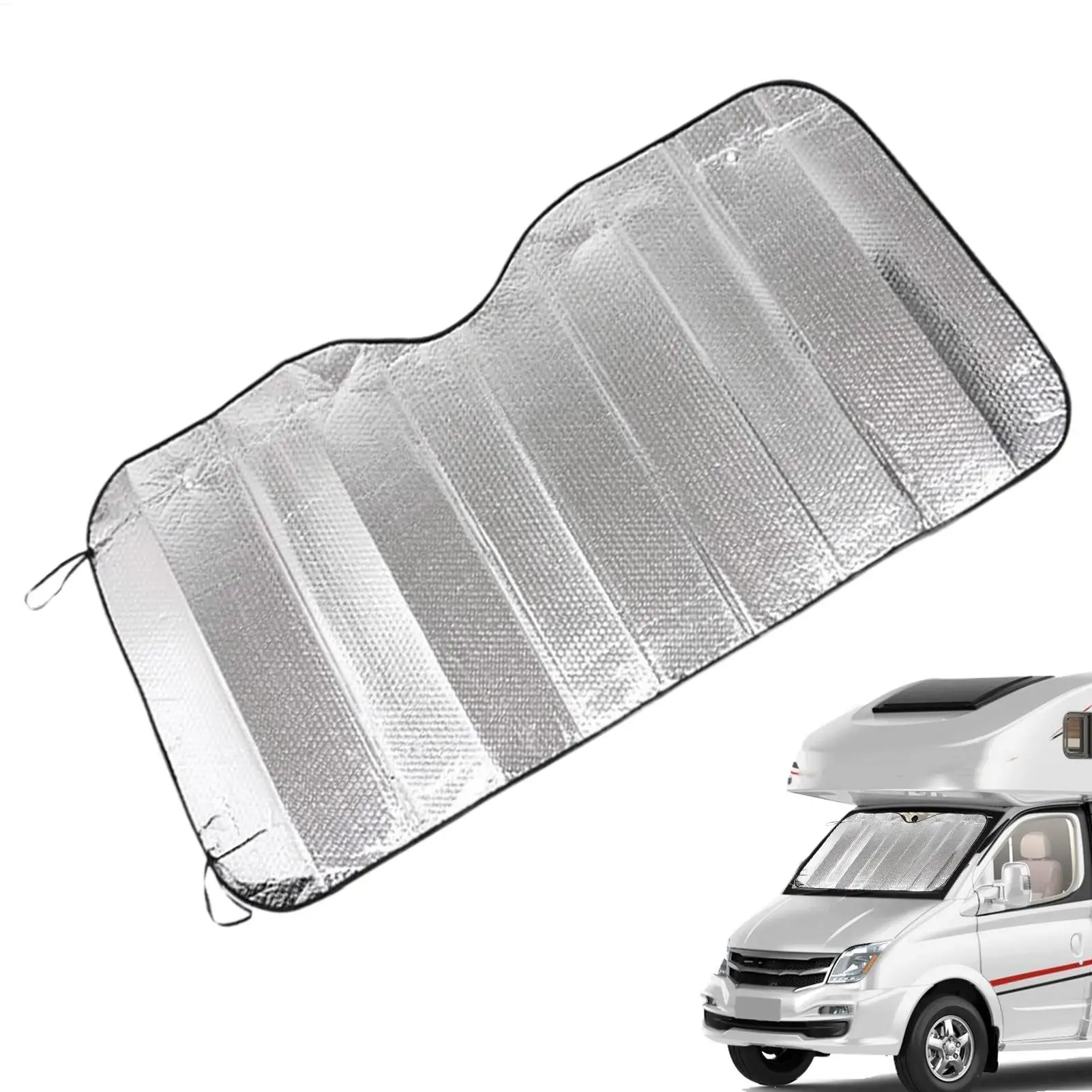 Upgrade Windshield Sun Shade 220x 70cm Reflective Semi Truck Window Shades Foldable RV Windshield Sunshade for Truck RV Van