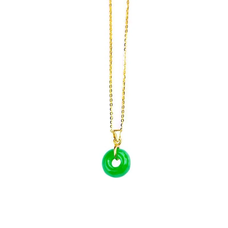 Natural Jade 13-15mm Beads Pendant Necklace Charm Jewellery