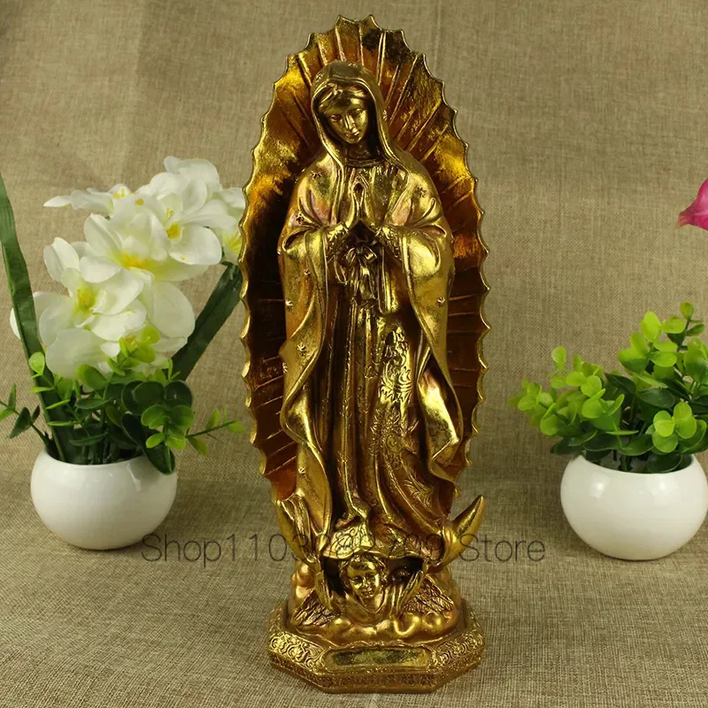 

30CM Large # Christianity Catholicism family effective blessing Our Lady of Guadalupe Virgin Mary Resin God statue Ornament