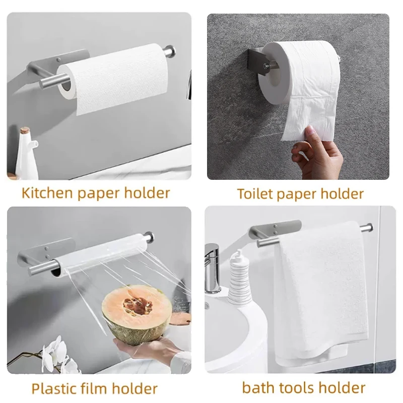 Kitchen Paper Towel Holder Stainless Steel Toilet Paper Towel Dispenser Bathroom Holder Stand Kitchen Storage Racks