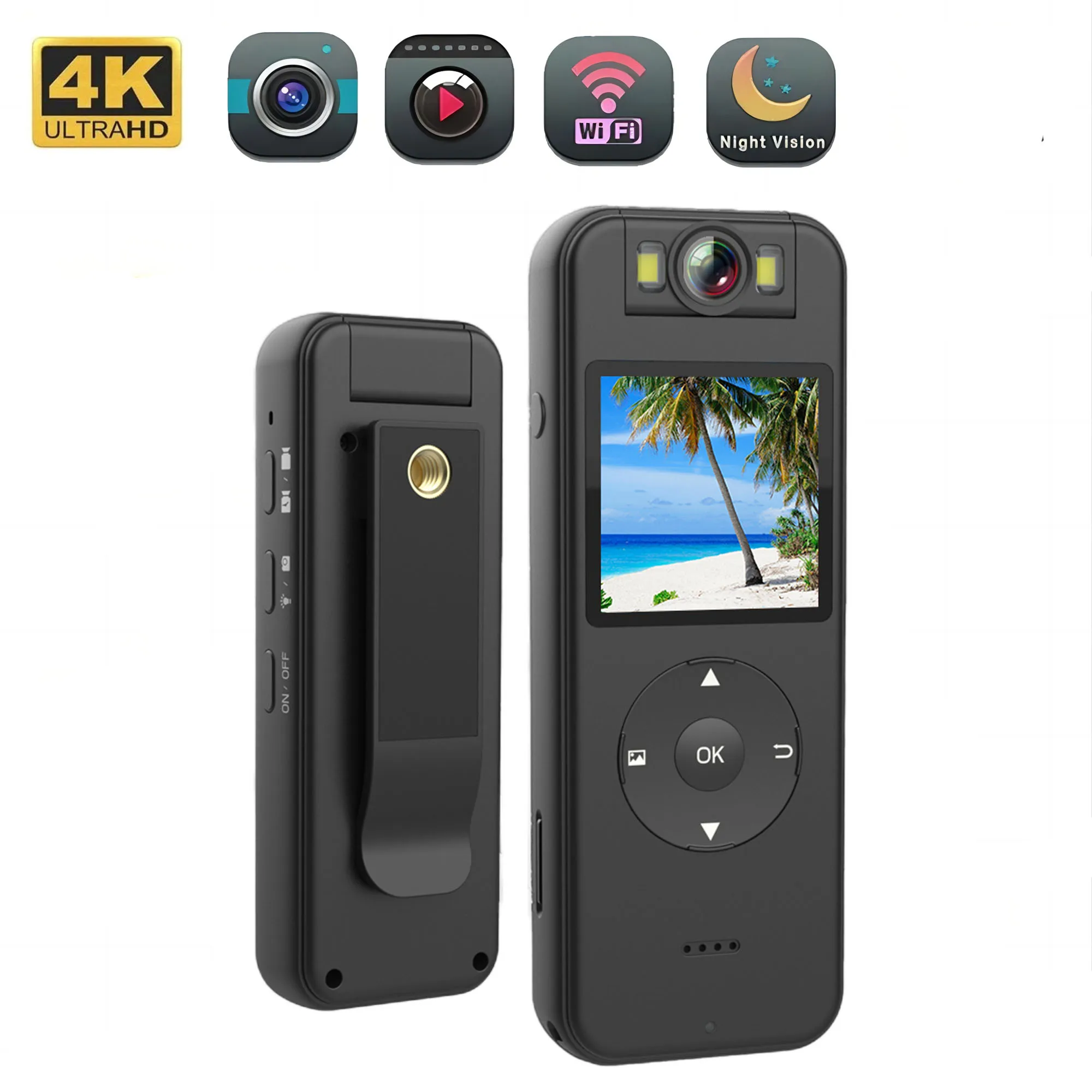 4K Mini Body Camera Wifi Hotspot Visione Notturna Sport Camera Screen Display Videoregistratore Wireless Action Cam Portatile
