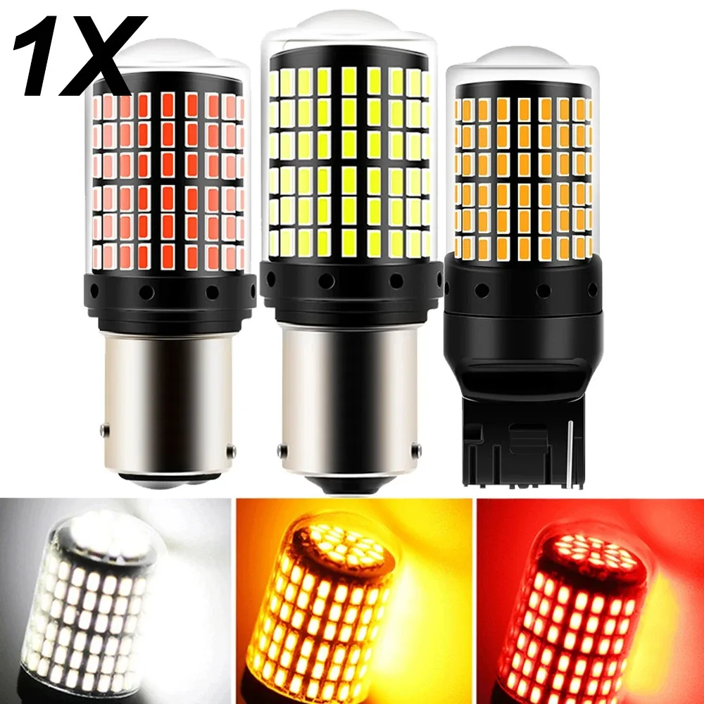 

1PCS 1156 BA15S P21W BAU15S PY21W LED T20 7440 W21W P21/5W 1157 BAY15D led Bulbs 144smd CanBus lamp For Turn Signal Light 12V