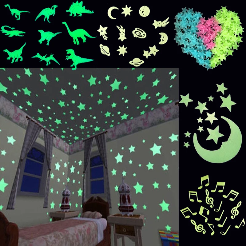 ADESIVI MURALI PER Bagno Luminosi Adesivo Da Parete Stelle Luminose